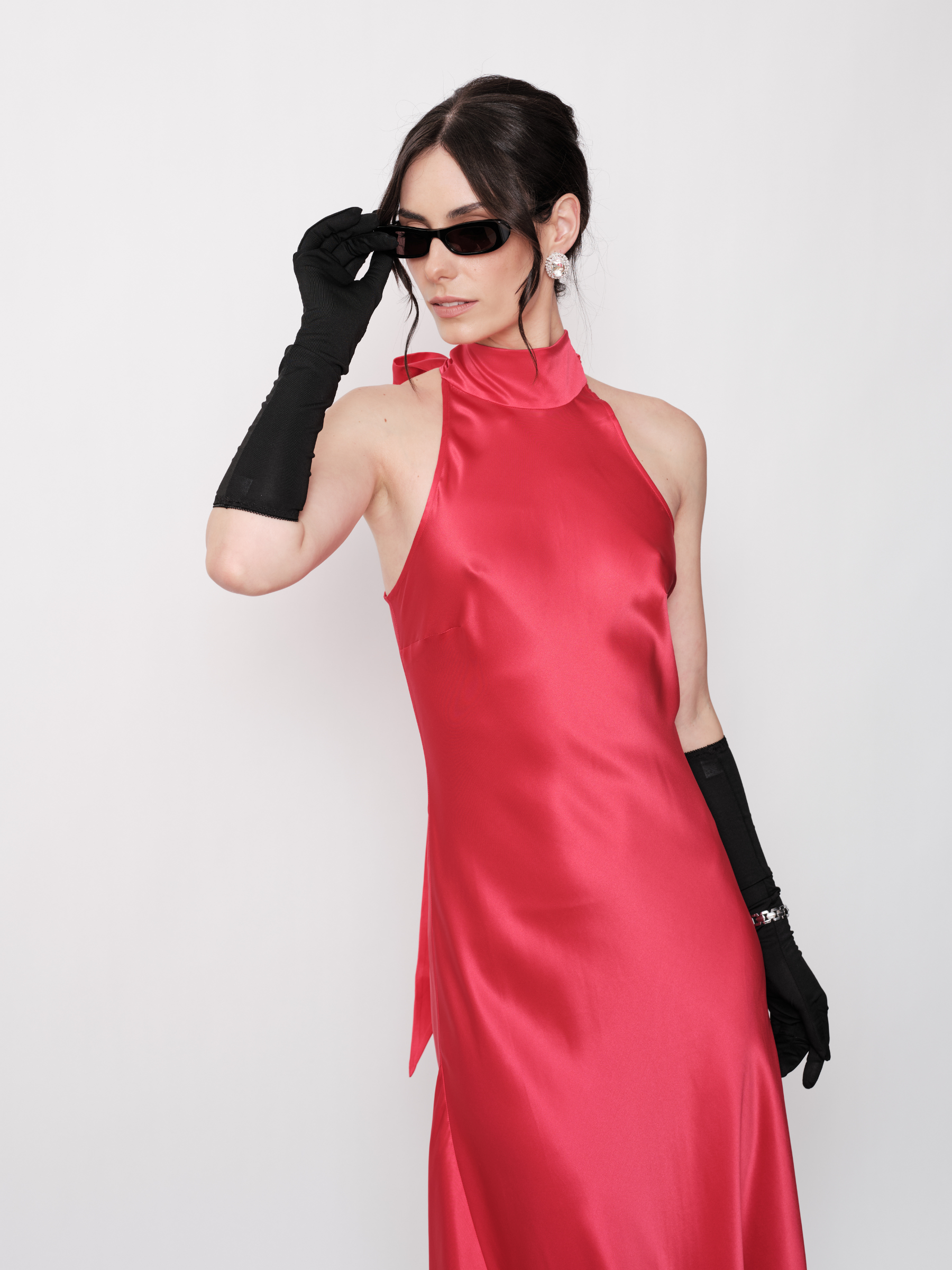 Queen of Hearts Red Poppy Silk Satin Dress