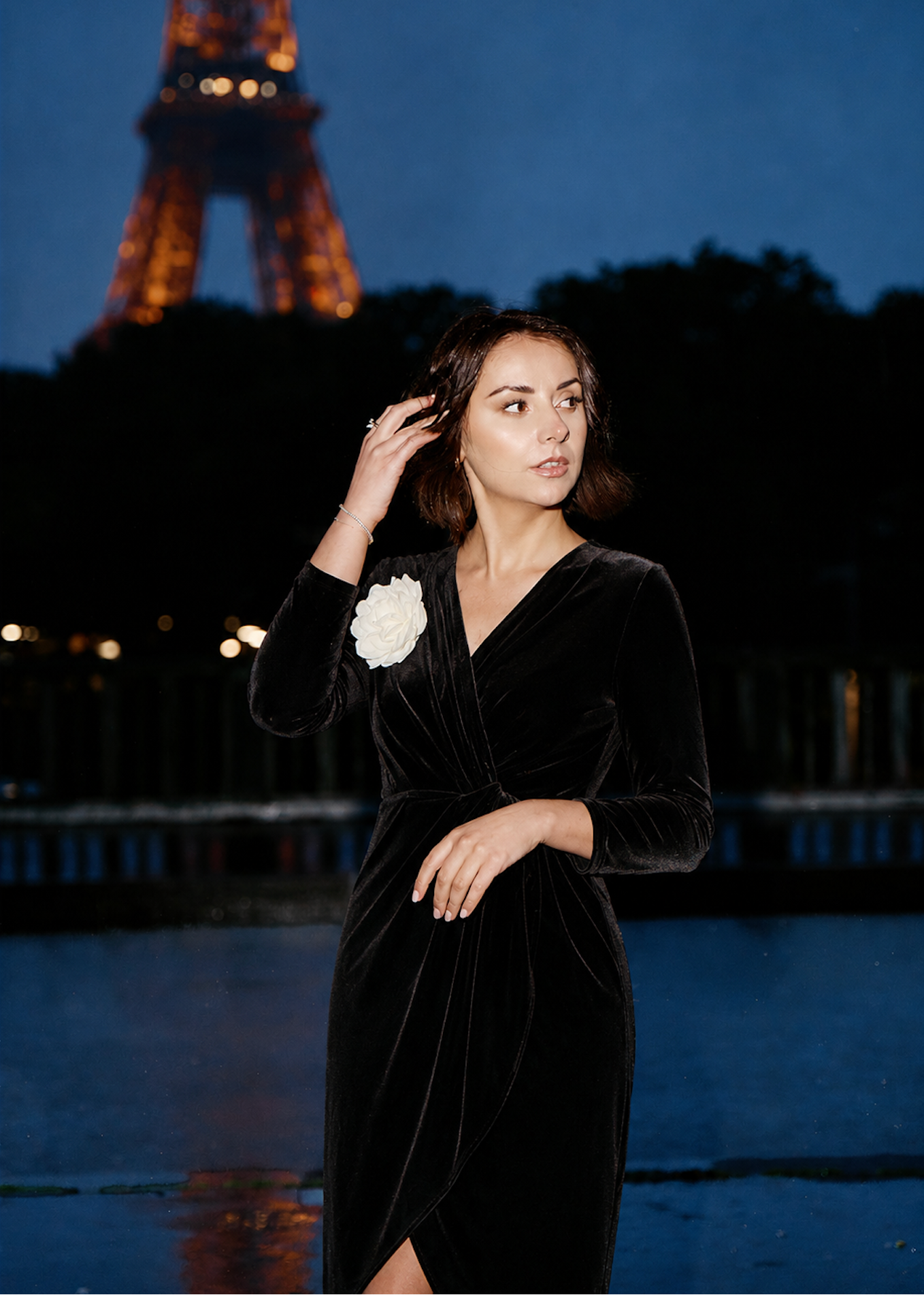 Camellia Noir Velvet Dress