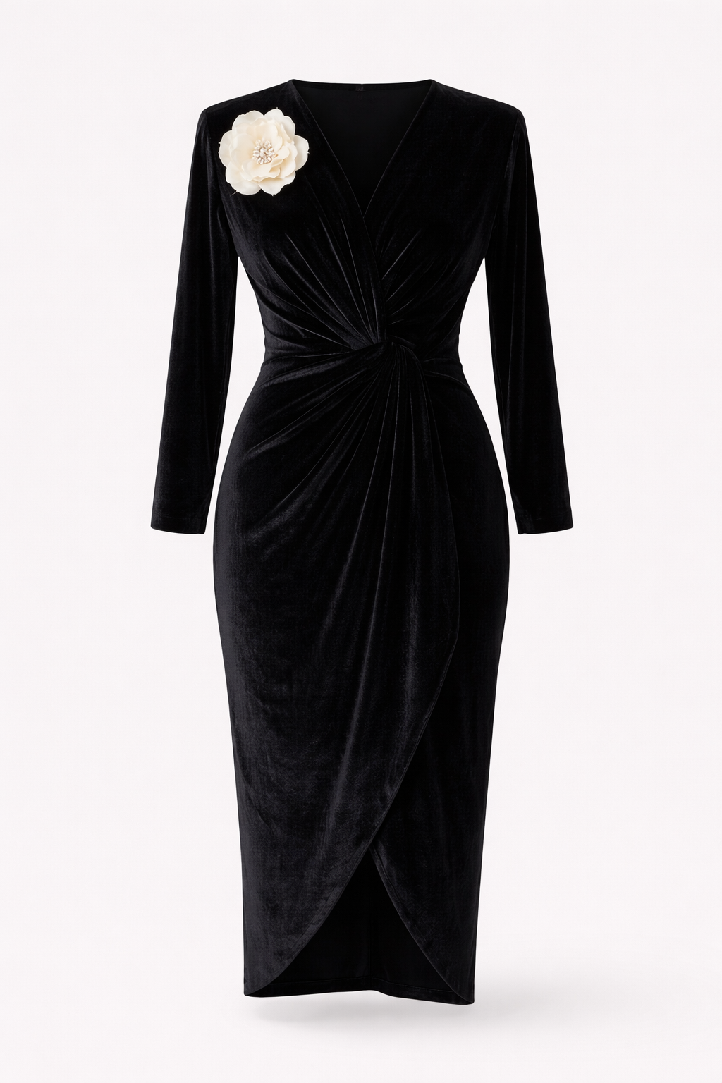The Camellia Noir Velvet Dress