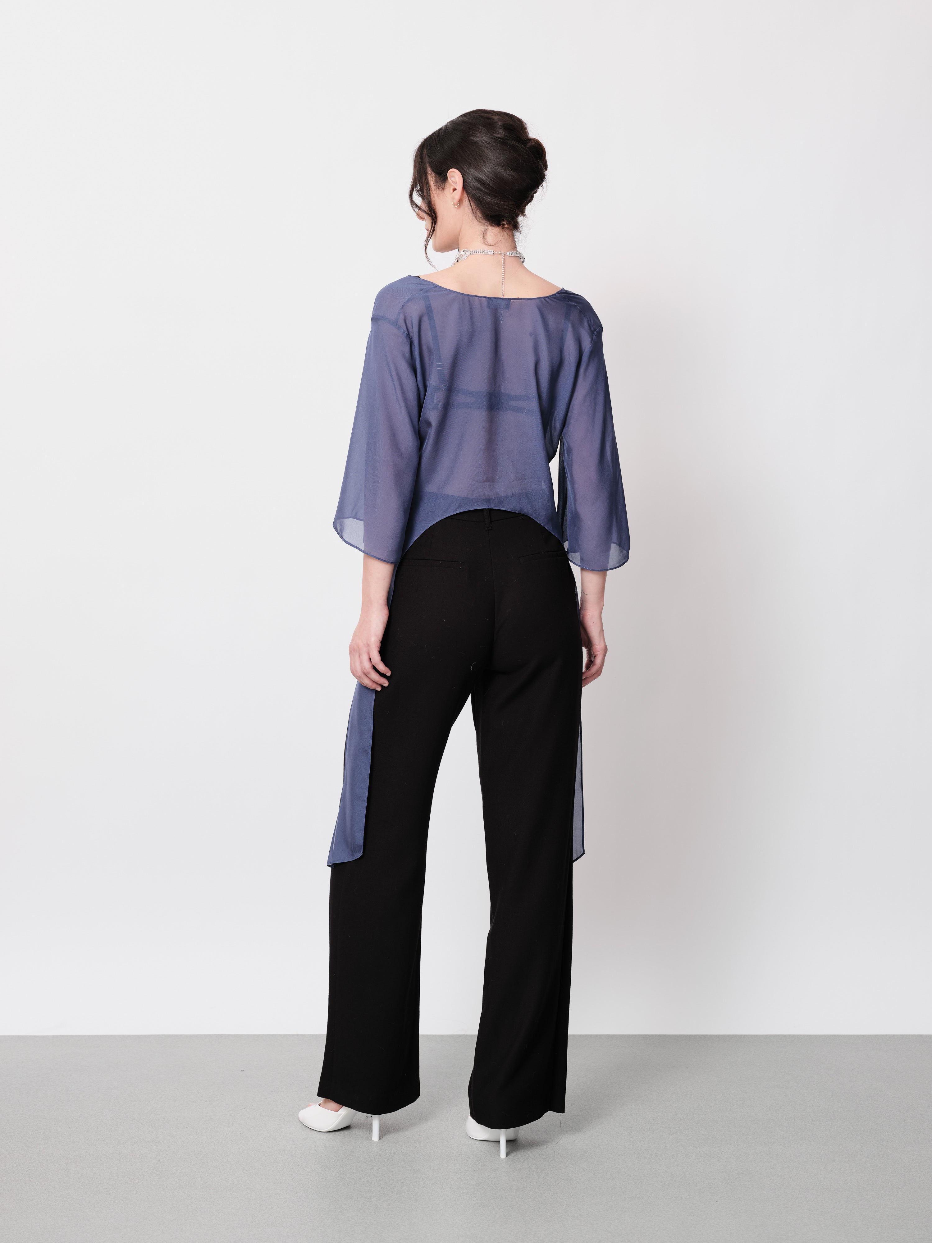 Sheer Chiffon Silk Red Crop Top