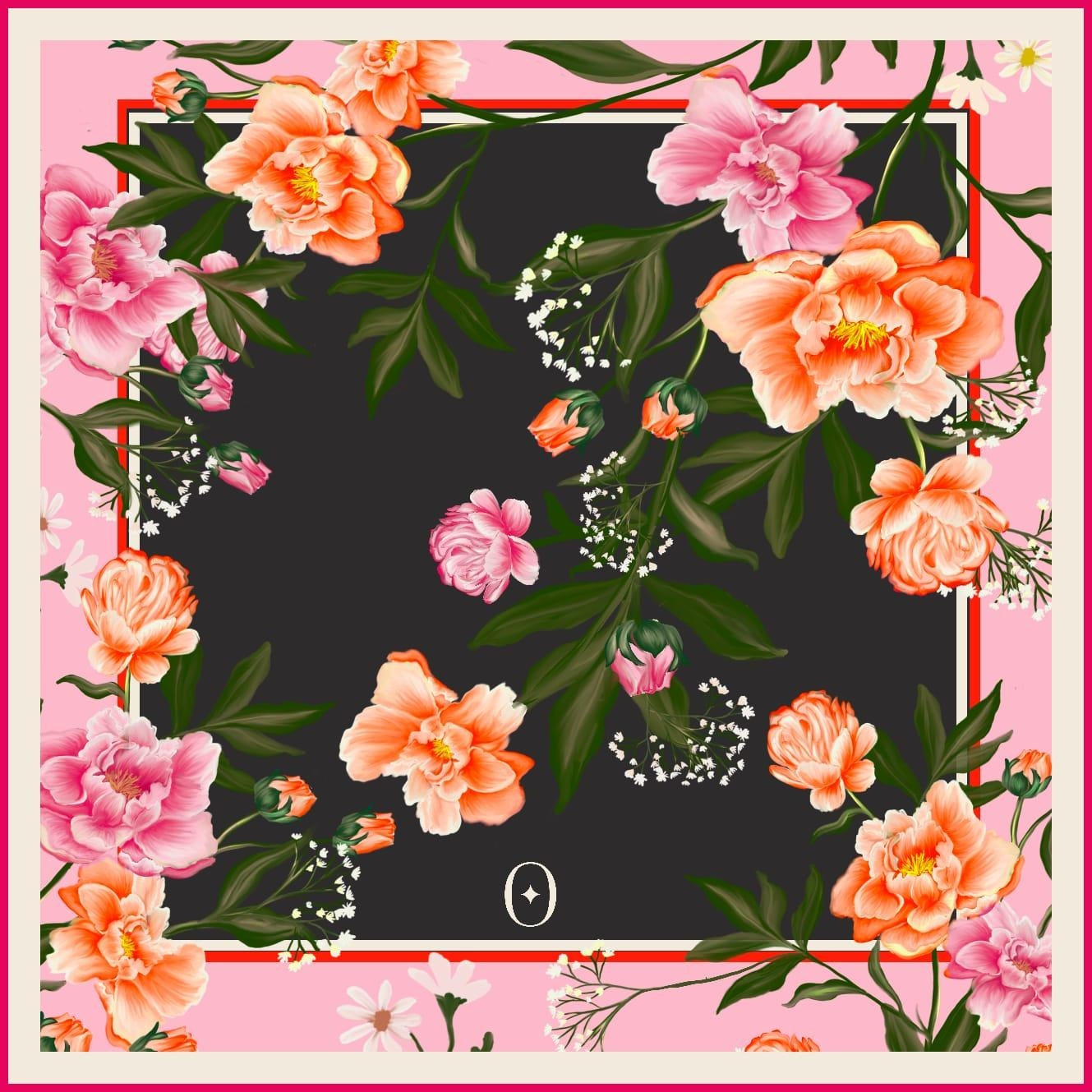 Silk Scarf Peonies HoA 60 x 60 cm