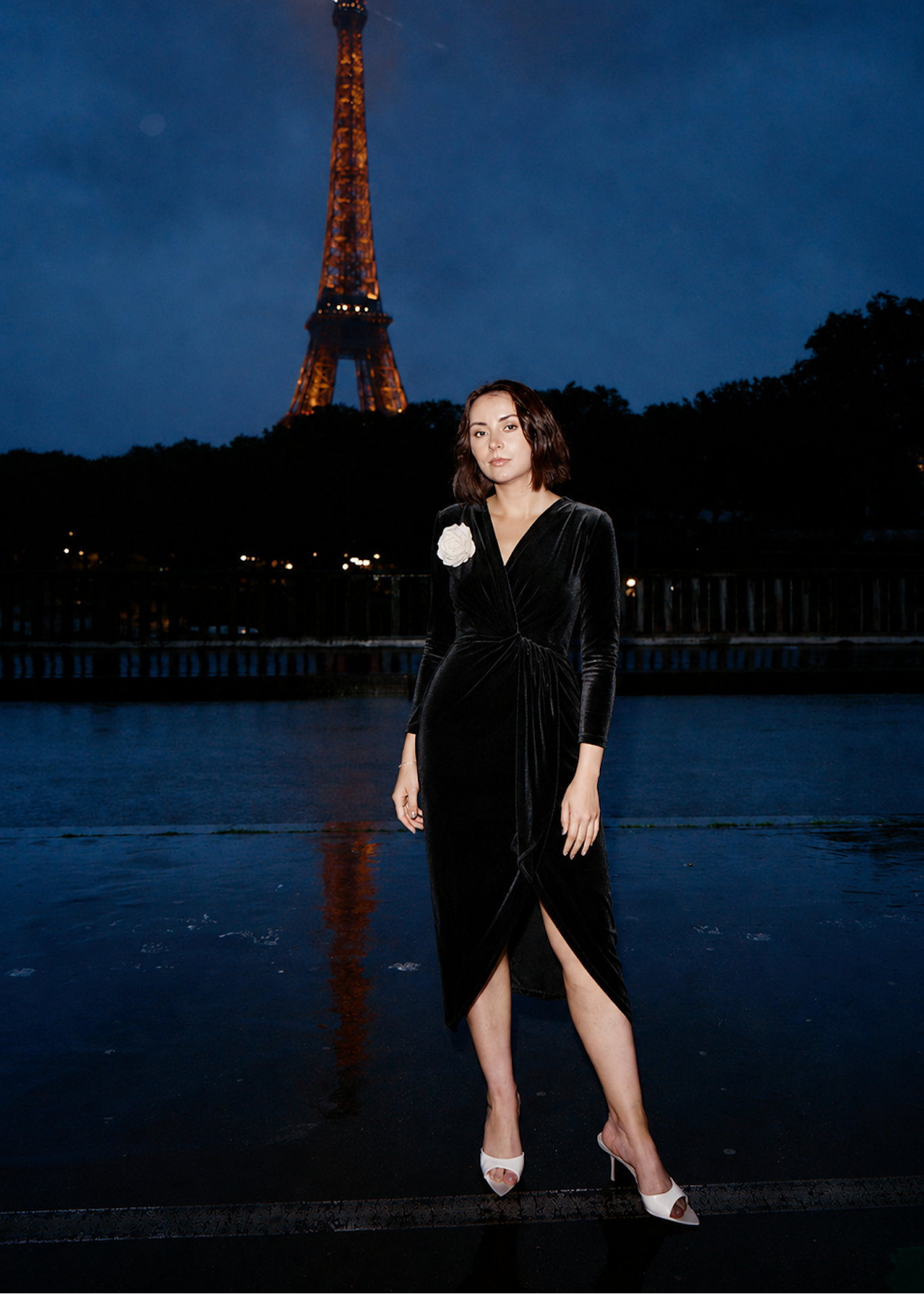 Camellia Noir Velvet Dress