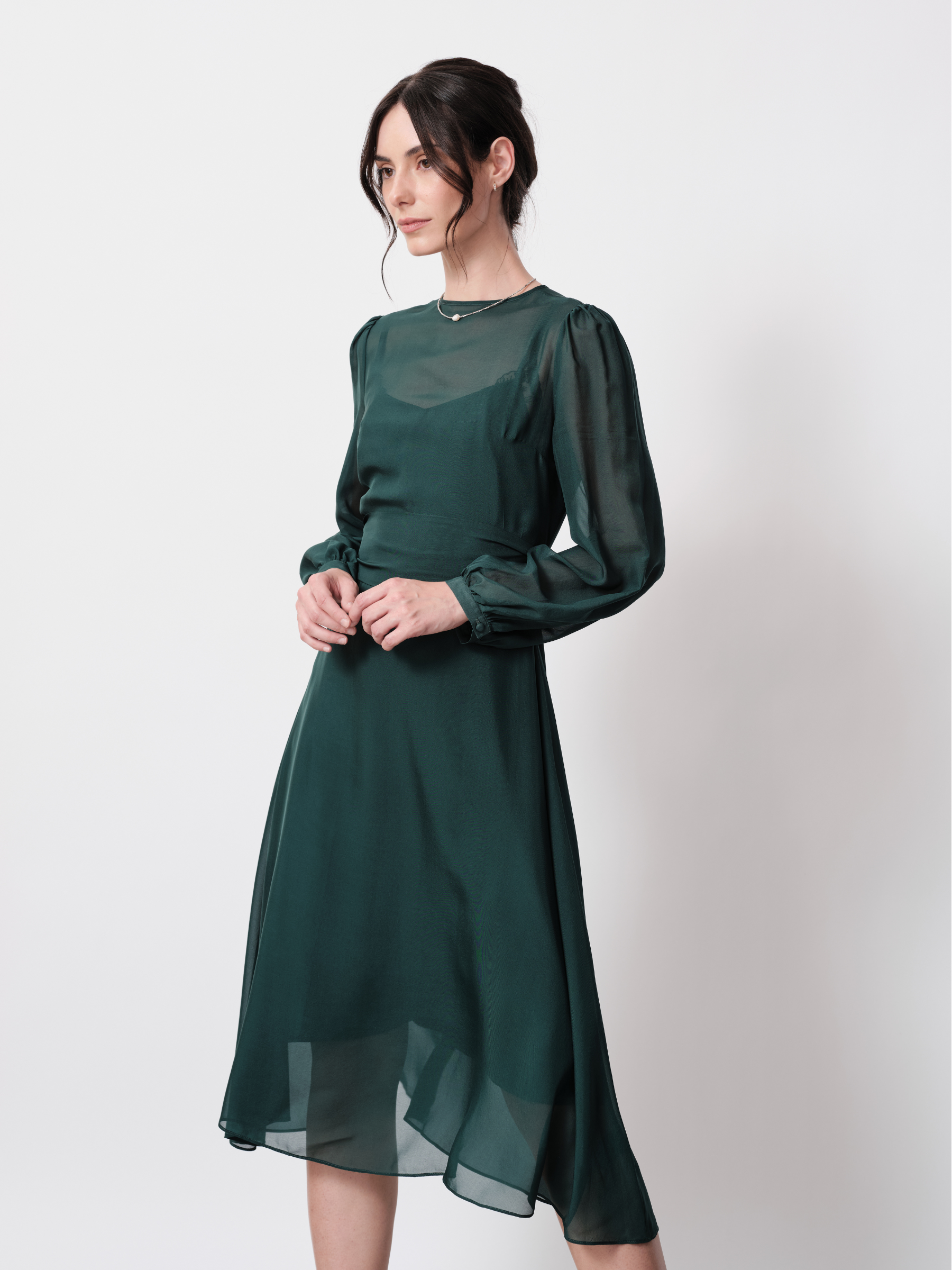 Ascot Chiffon Silk Midi Dress