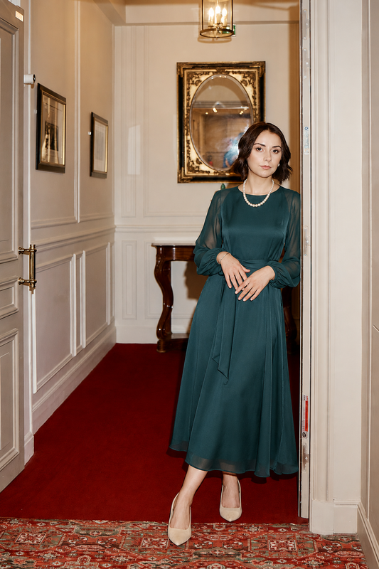 Ascot Summer Chiffon Silk Dress