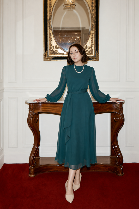 Ascot Summer Chiffon Silk Dress