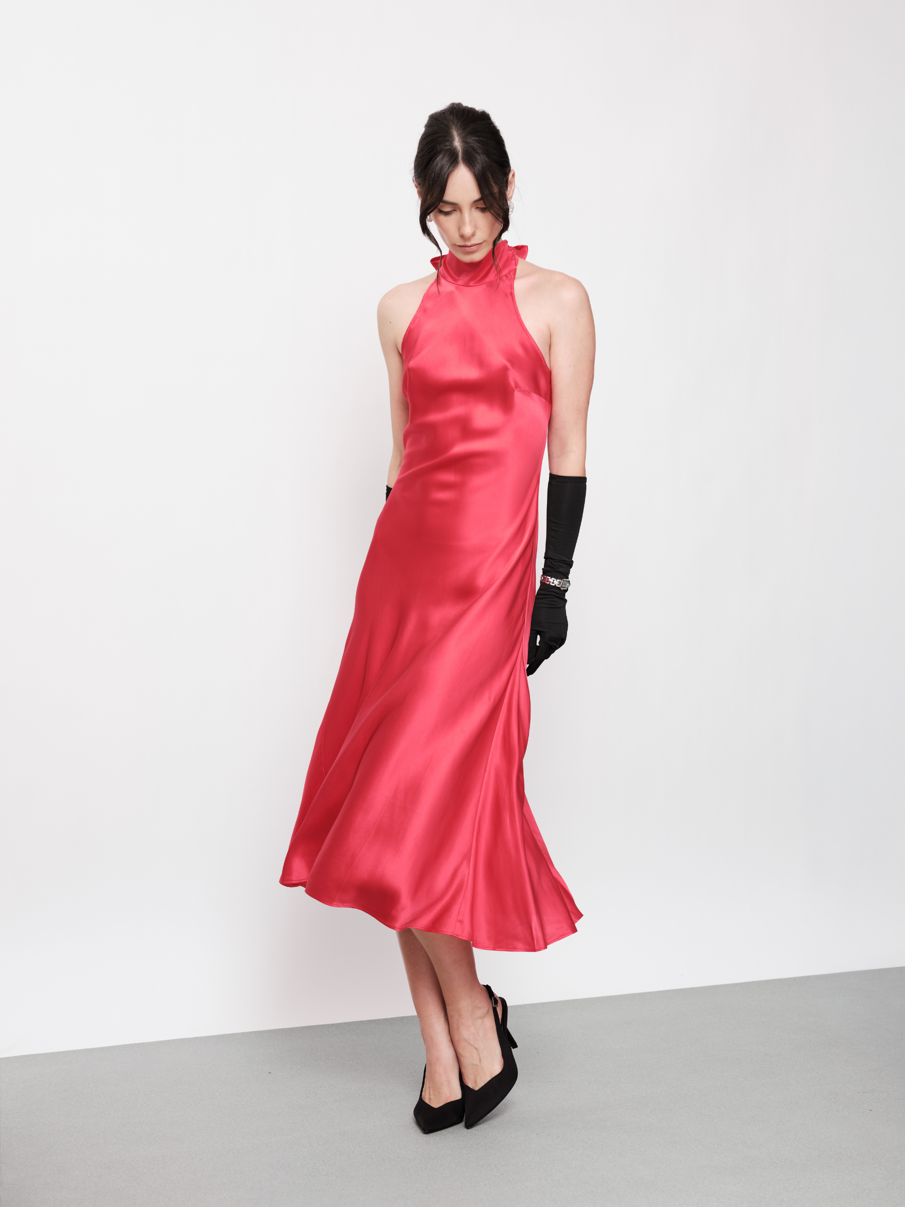 Queen of Hearts Red Poppy Silk Satin Dress