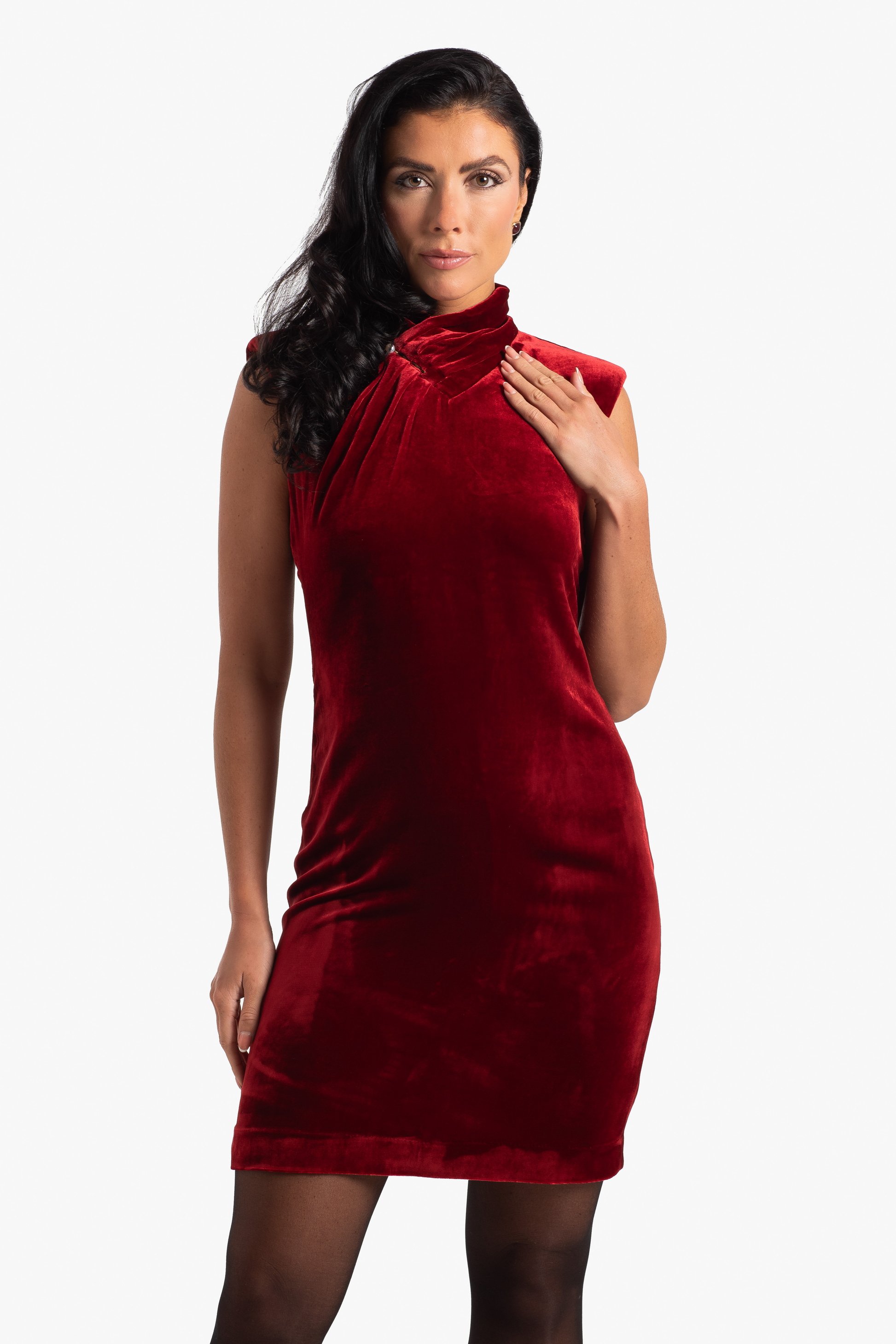Silk Velvet Mini Dress - Midnight in Paris - S Silk Velvet Mini Dress - Midnight in Paris - S