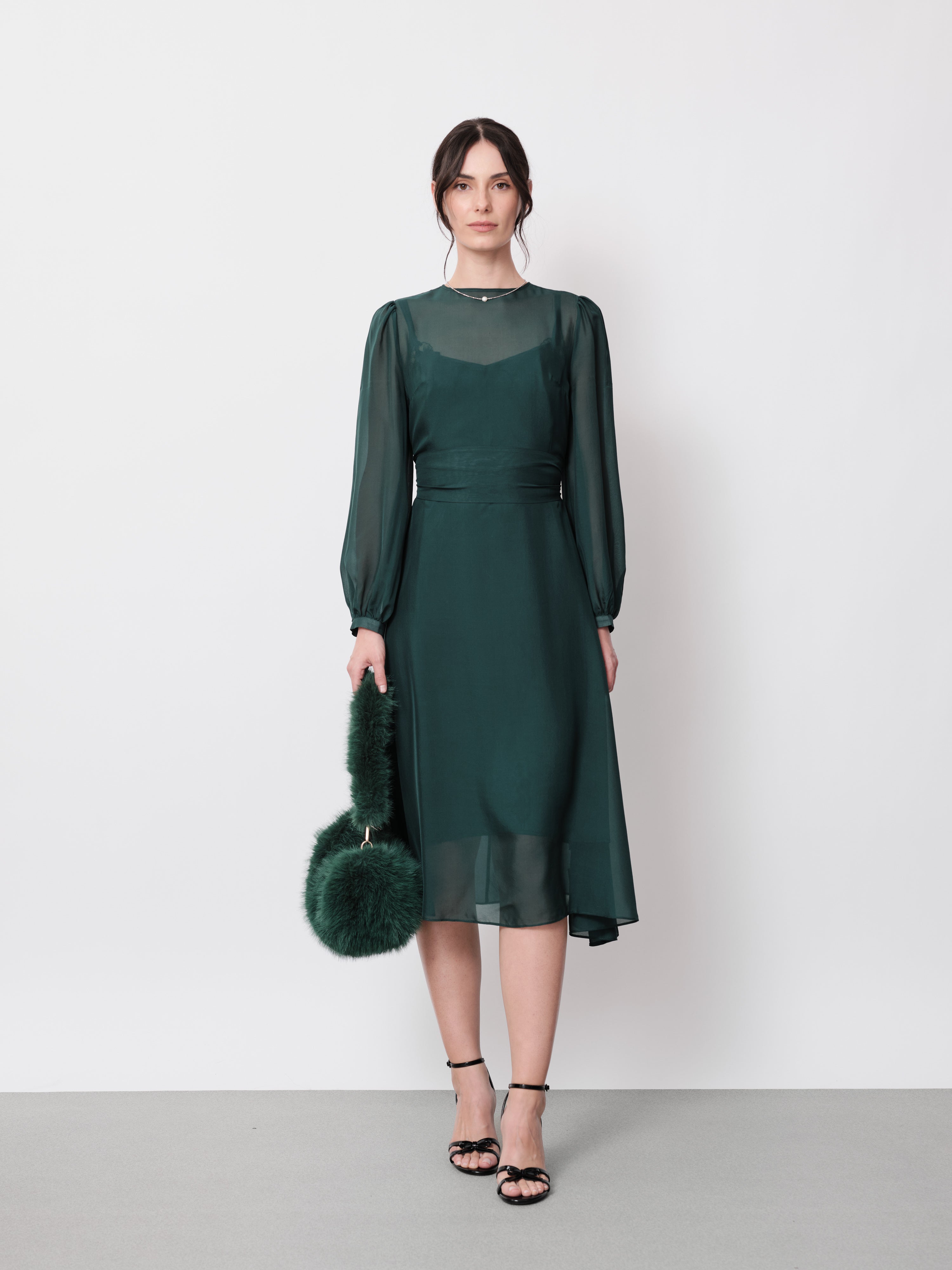 Ascot Chiffon Silk Midi Dress