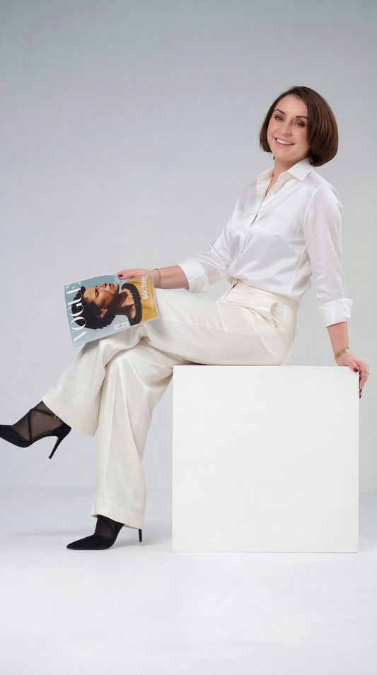 Diamond Palazzo Silk Structured Trousers